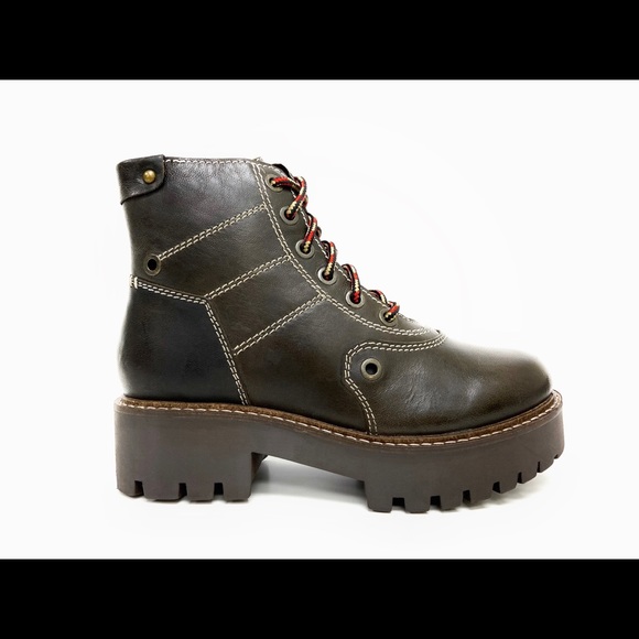 Anna Brown Combat Boot - Picture 2 of 4